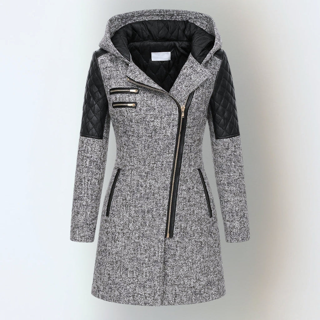Veronica – Hooded Quilted Panel Winter Coat