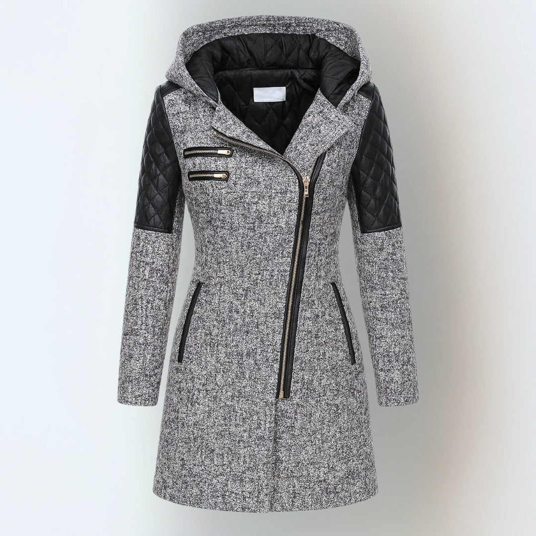 Veronica – Hooded Quilted Panel Winter Coat