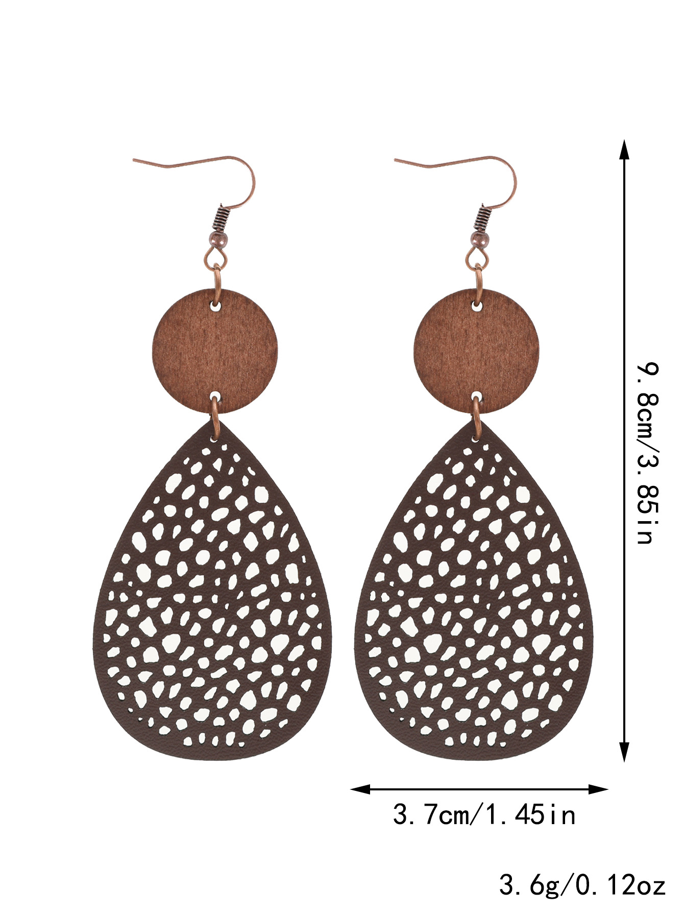 Vintage Style Hollow-Out PU Leather Drop Earrings,