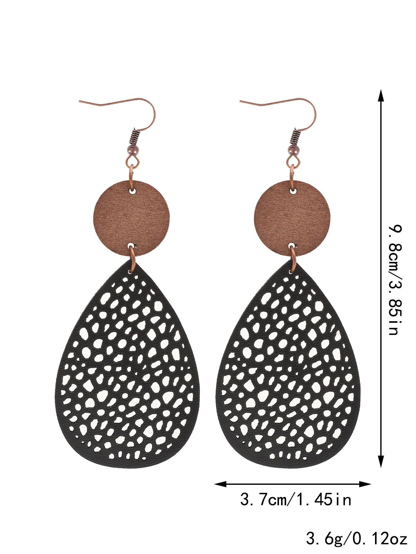 Vintage Style Hollow-Out PU Leather Drop Earrings,