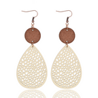 Vintage Style Hollow-Out PU Leather Drop Earrings,