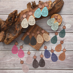 Vintage Style Hollow-Out PU Leather Drop Earrings,