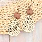 Vintage Style Hollow-Out PU Leather Drop Earrings,