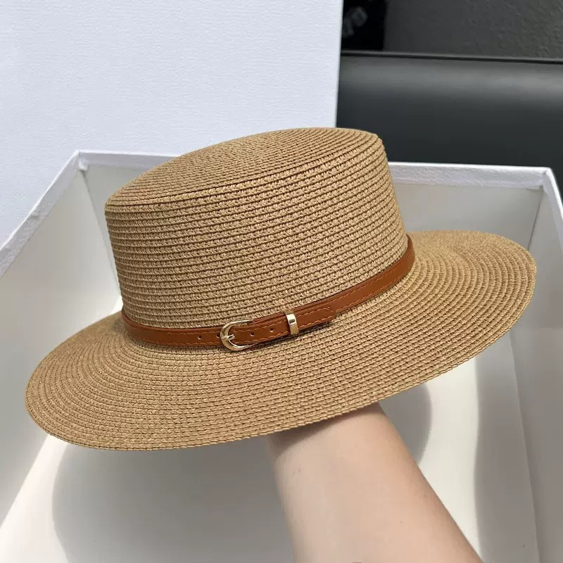 Straw wide brim top hat