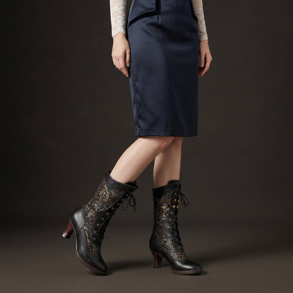 Victorian Elegance Mid-Calf Boots