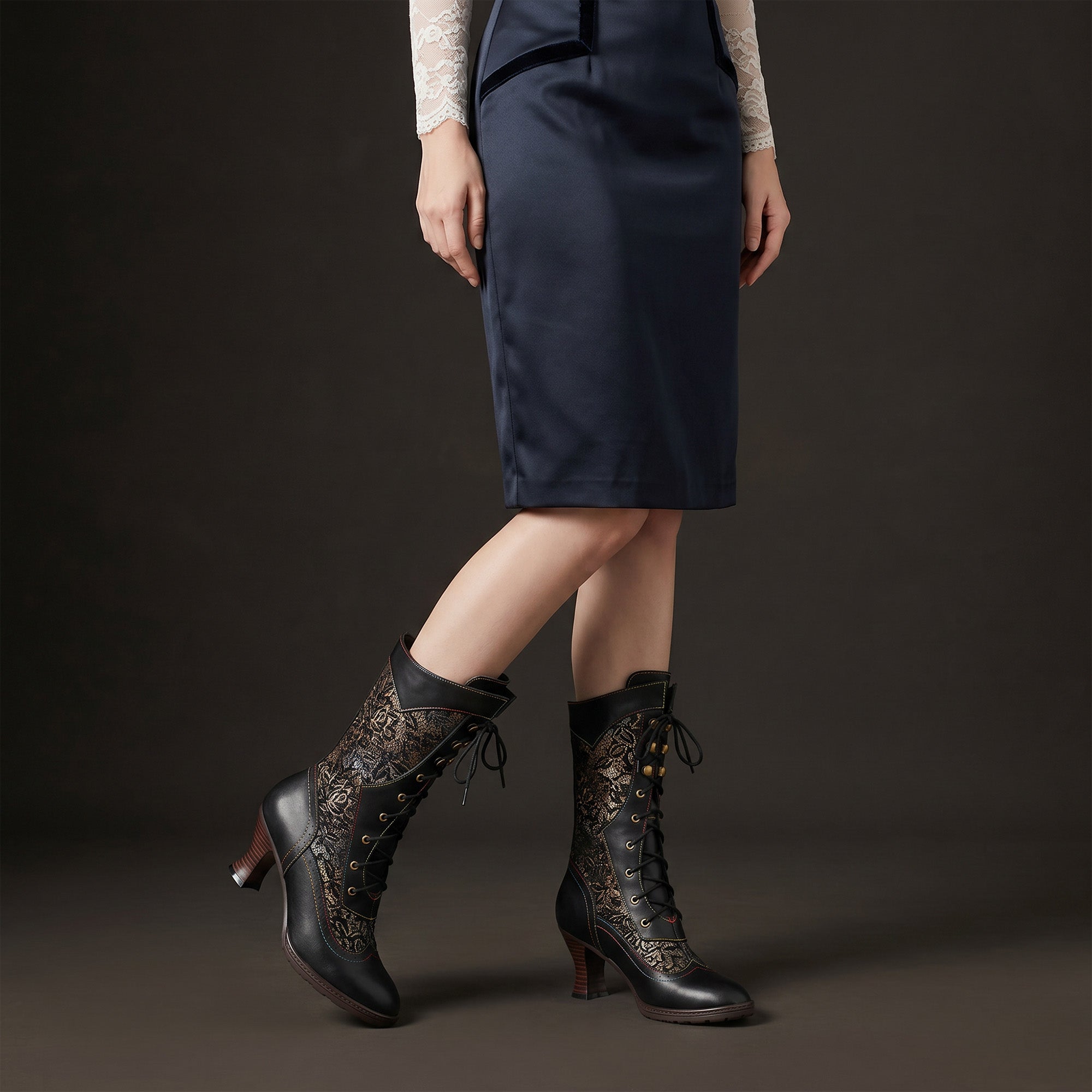 Victorian Elegance Mid-Calf Boots