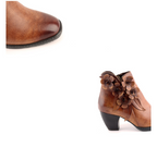 Retro Handmade Floral Leather Solid Color Ankle Boots