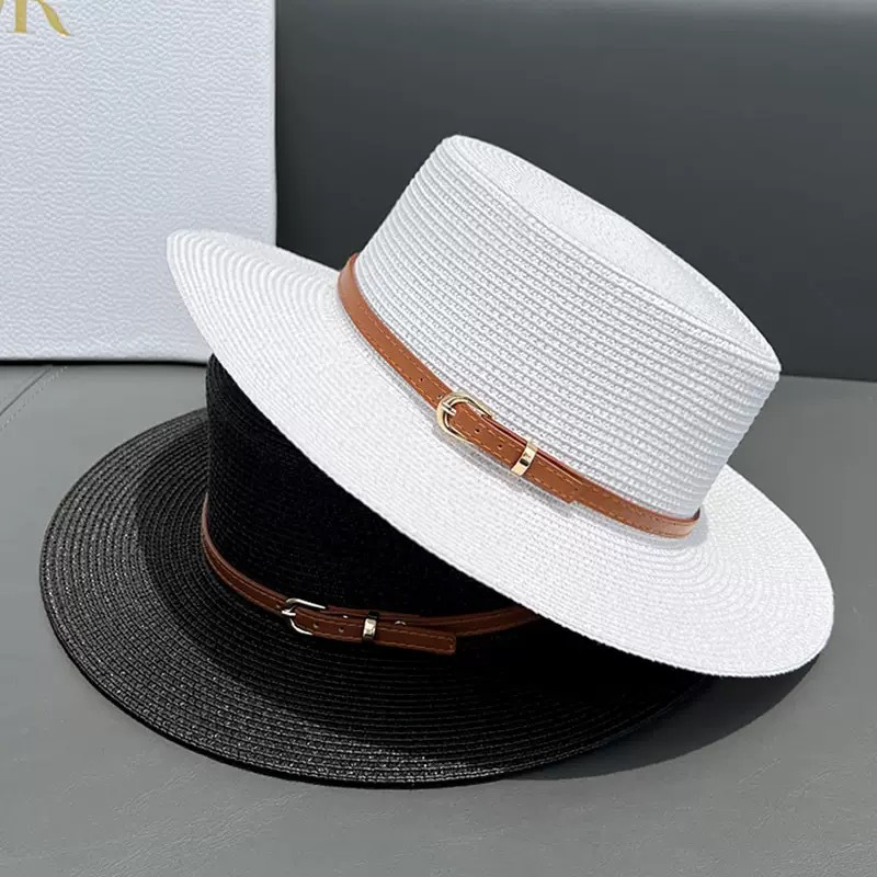 Straw wide brim top hat