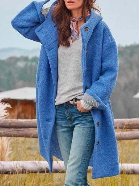 Polly – Hooded Button-Front Longline Coat