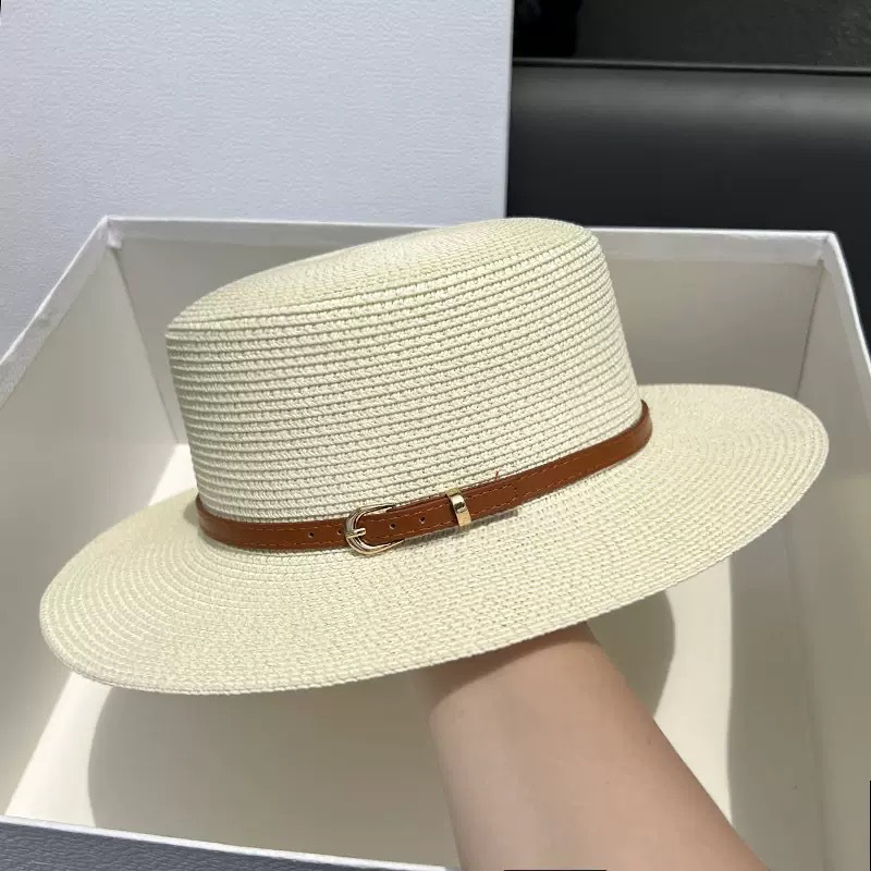 Straw wide brim top hat