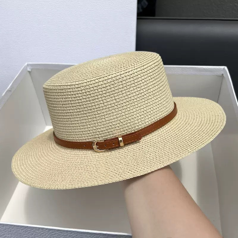 Straw wide brim top hat