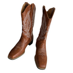Embroidered Mid-Calf Boots