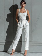 Maxine – Halter Neck Belted Tailored Jumpsuit