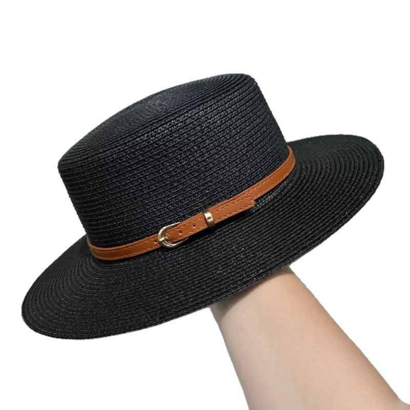 Straw wide brim top hat