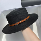 Straw wide brim top hat
