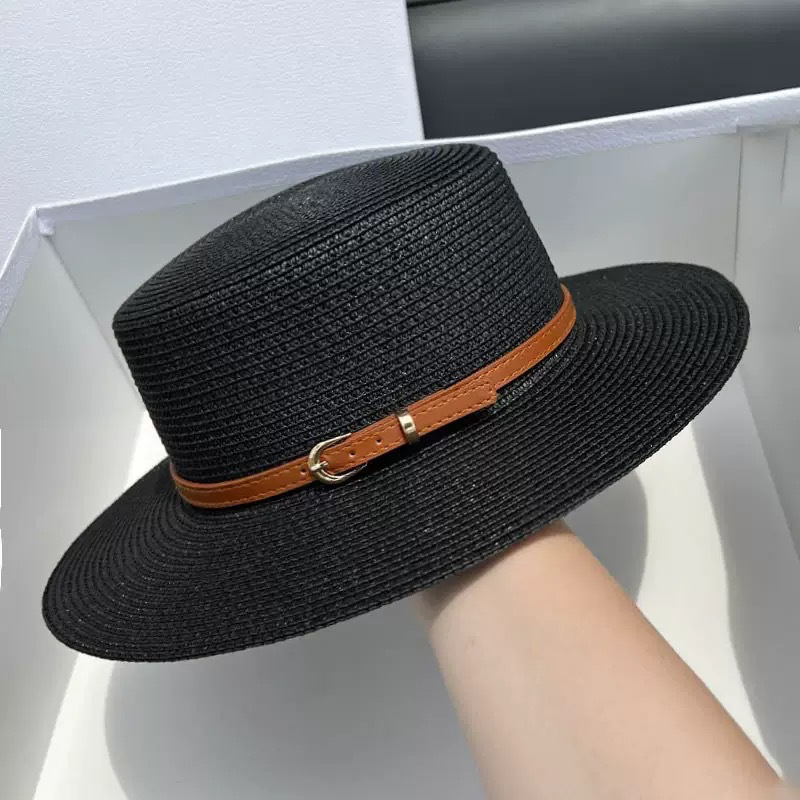 Straw wide brim top hat
