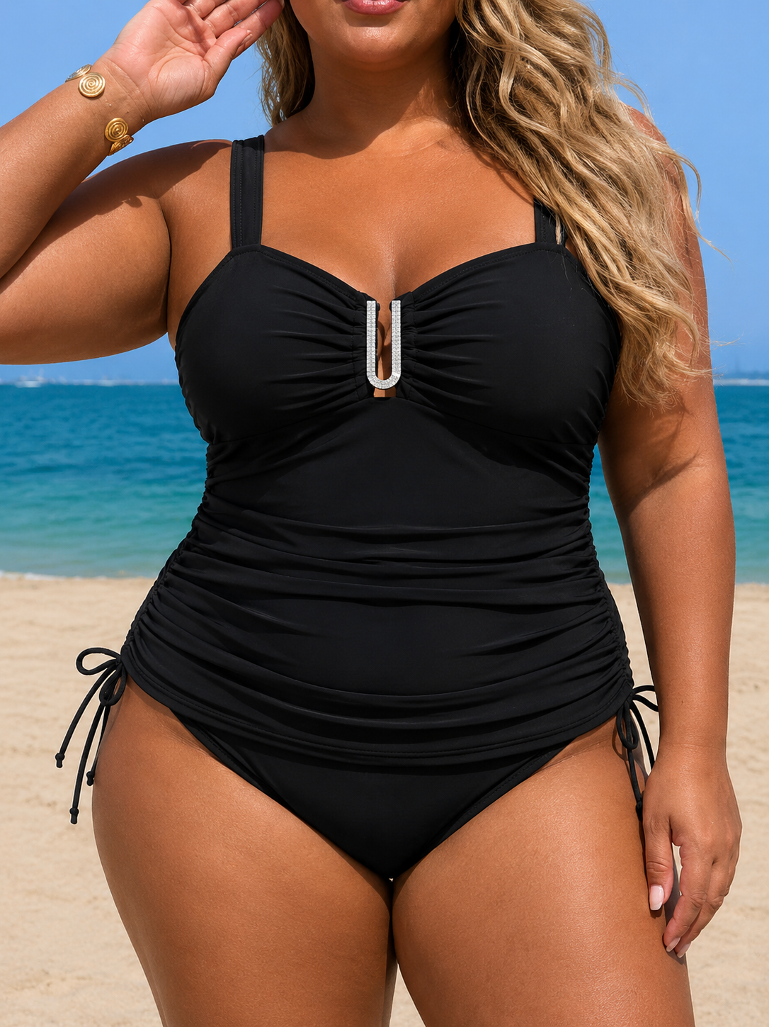 Madeline | Plus Size Midnight Riviera Tankini Set