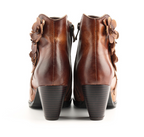 Retro Handmade Floral Leather Solid Color Ankle Boots