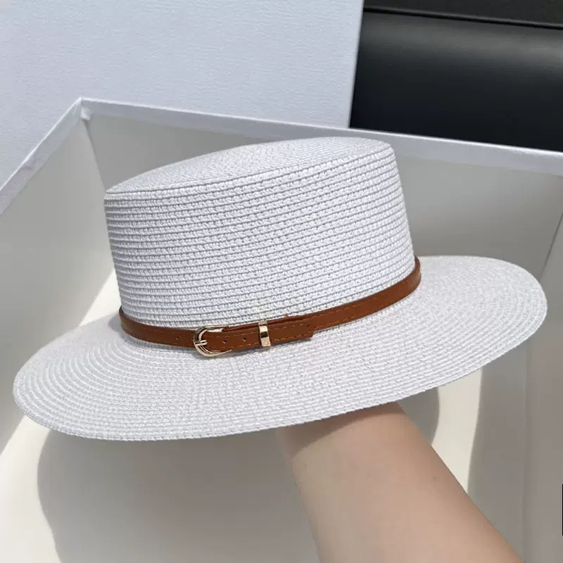 Straw wide brim top hat