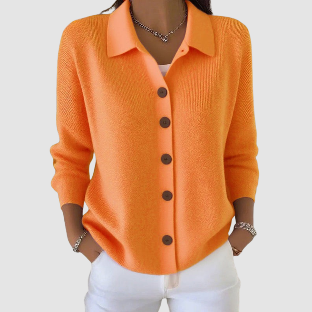 Lettice – Button-Up Knit Cardigan with Collar