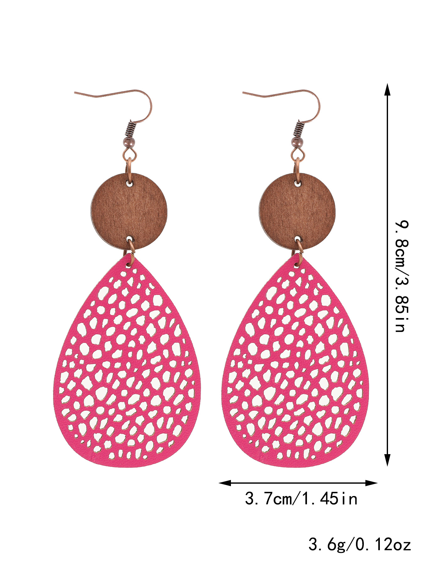 Vintage Style Hollow-Out PU Leather Drop Earrings,