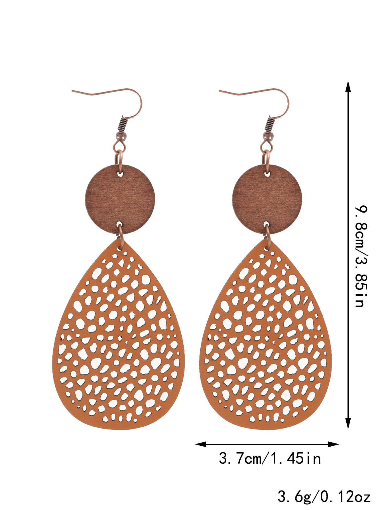 Vintage Style Hollow-Out PU Leather Drop Earrings,