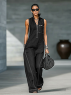 Bronwen – Wide-Leg Contrast Stitch Jumpsuit
