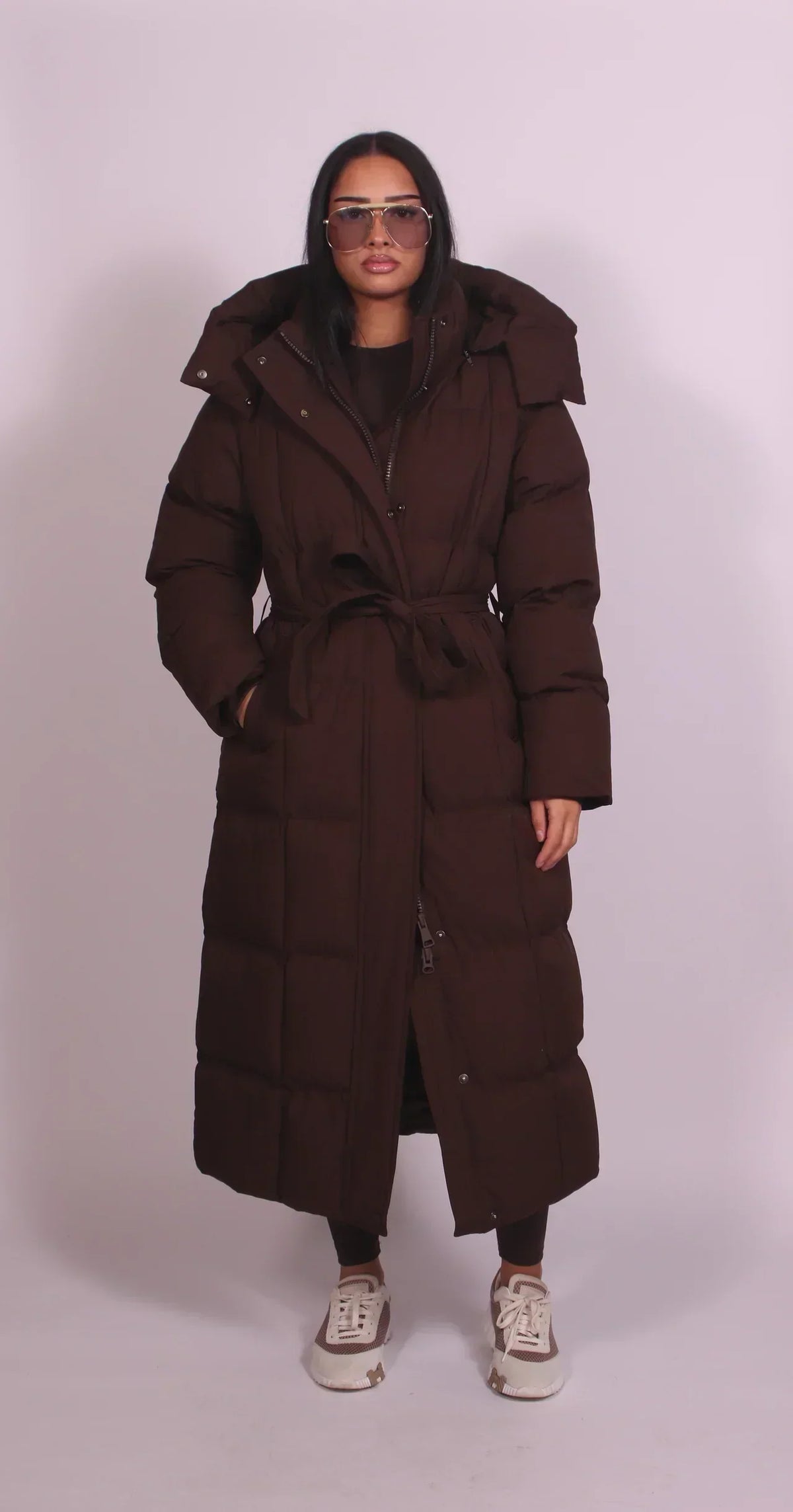 Ada – Longline Belted Puffer Coat