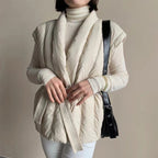 Rhona – Soft Belted Wrap Puffer Waistcoat