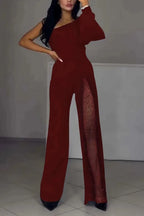 Clemency – Mesh Panel Wide-Leg Jumpsuit