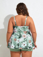 Sophia | Tropical Bloom Plus Size Swimdress with Boyshorts