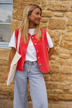 Muriel – Vintage Button-Front Sleeveless Waistcoat