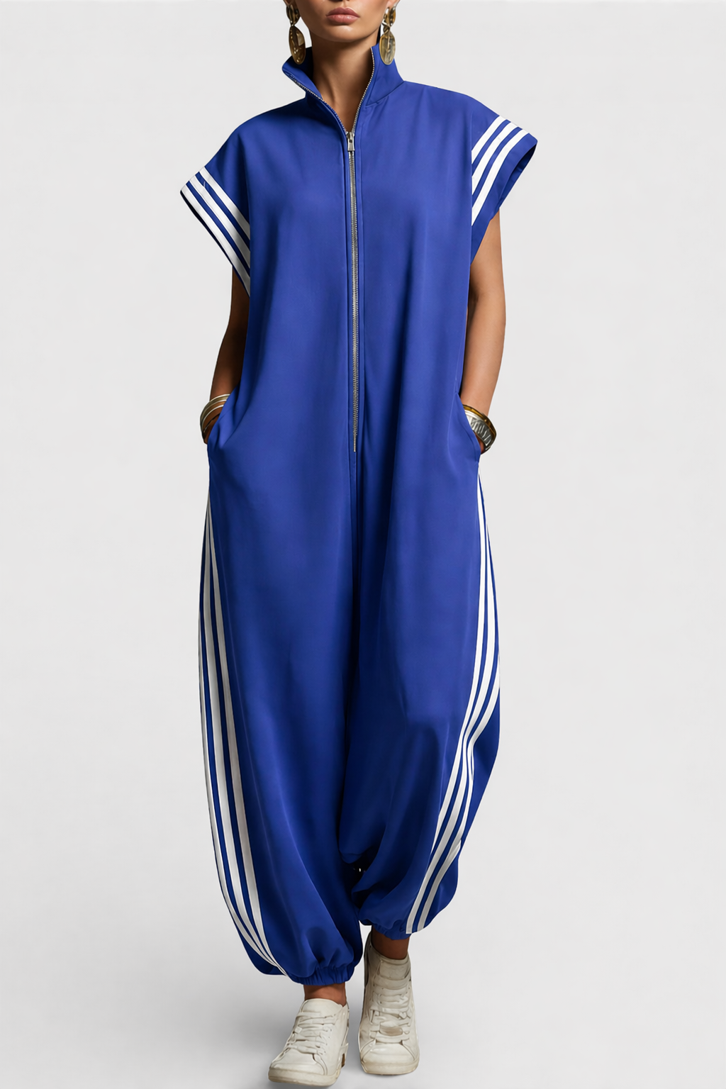 Sorcha – Relaxed Zip-Up Striped Jumpsuit
