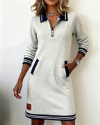 Dorellia | Casual Long Sleeve Dress with Zip Closure