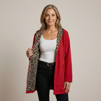 Nicola – Reversible Hooded Coat with Leopard Lining