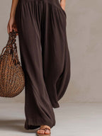 Wilhelmina – Boho Button-Front Wide Leg Jumpsuit