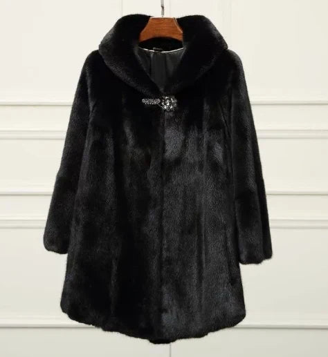 Theresa – Plush Faux Fur Hooded Coat