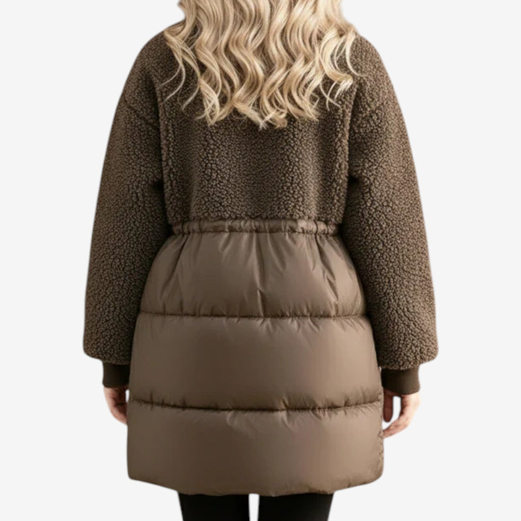Leonora – Mixed Texture Hooded Winter Coat