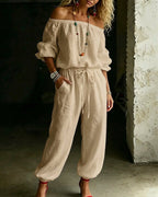 June – Off-Shoulder Drawstring Jumpsuit