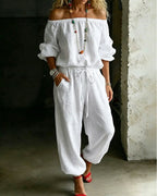 June – Off-Shoulder Drawstring Jumpsuit